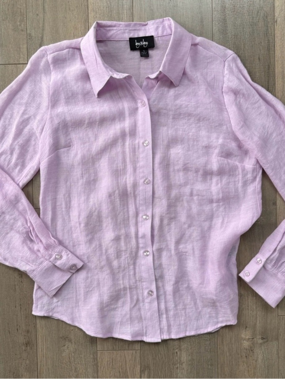 Light Lavender Semi-Sheer Button-Up Shirt NWT